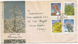 Flowering Trees India 4v FDC 1sep1981 PUNE Traveled To Italy - FDC