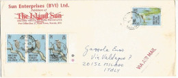 British Virgin Island BVI Birds Issue USCy 1985 C2x3+c20 On Open AirmailCV Tortola 25jun1986 X Italy - Britse Maagdeneilanden