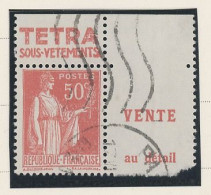 BANDE PUB -N°283  PAIX TYPE II-  50c ROUGE   -Obl - PUB -TETRA   -(Maury 220) - - Gebruikt