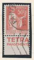 BANDE PUB -N°283  PAIX TYPE II-  50c ROUGE   -Obl - PUB -TETRA   -(Maury 220) - - Oblitérés