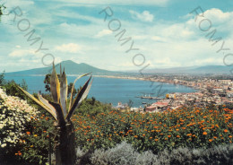 CARTOLINA  B4 CASTELLAMMARE DI STABIA,CAMPANIA-PANORAMA E VESUVIO-MARE,SOLE,ESTATE,SPIAGGIA,VACANZA,VIAGGIATA 1970 - Castellammare Di Stabia