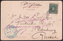 F-EX40978 ESPAÑA SPAIN 1903 POSTCARD TO ST PETERSBOURG RUSSIA.   - Autres & Non Classés