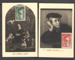 FRANCIA 1937 VITTORIA DI SAMOTRACIA 2 V. CPL. 354/55 ANNULLATI SU 2 CARTOLINE TEMATICHE - Unused Stamps
