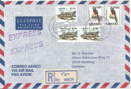 Ghana Registered Air Mail Cover Sent Express To Germany 14-5-1996 Topic Stamps - Ghana (1957-...)