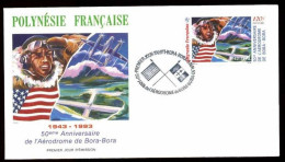 POLYNESIE - 50° Anniversaire De L'Aérodrome De BORA-BORA - 1943-1993 - Très Beau. - Storia Postale