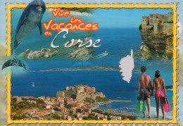 CPM - J - VIVE LES VACANCES EN CORSE - MULTIVUES - CALVI - BONIFACIO - DAUPHIN - Corse