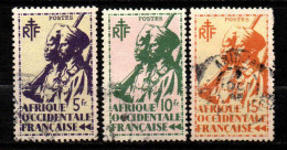AOF - 1944 -  Tirailleur Sénégalais & Cavalier Maure  - N° 19 à 21 - Oblit - Used - Used Stamps
