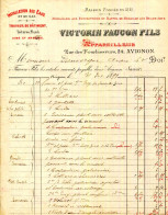 FACTURE.84.AVIGNON.INSTALLATION DES EAUX.TOITURES PLOMB,ZINC & ARDOISE.VICTORIN FAUCON FILS 24 RUE DES FOURBISSEURS. - Old Professions