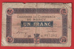 NANCY (54) 1 Franc 1 Janvier 1920- Chambre De Commerce - Chambre De Commerce