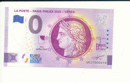 Billet Touristique  0 Euro  - LA POSTE - PARIS PHILEX 2022 - CERES -  2022-1 -  UEZT -  N° 656 - Billet épuisé - Andere & Zonder Classificatie