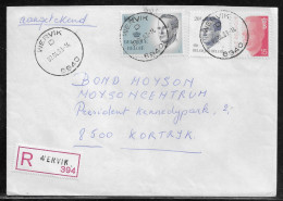 Belgium. Stamps Mi. 2189, 2187, 2501 On Registered Letter Sent From Wervik On 2.04.1993 For Kortrijk - Lettres & Documents