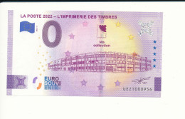 Billet Touristique  0 Euro  - LA POSTE 2022 - L'IMPRIMERIE DES TIMBRES -  2022-2 -  UEZT -  N° 956 - Billet épuisé - Sonstige & Ohne Zuordnung