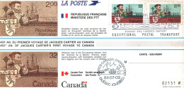 (RECTO / VERSO) 450e AN DU PREMIER VOYAGE DE JACQUES CARTIER AU CANADA - EMISSION COMMUNE FRANCE / CANADA 03/07/1984 - Joint Issues