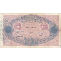 France, 500 Francs, Bleu Et Rose, 1911, F.337, TB+, Fayette:30.19, KM:66g - 500 F 1888-1940 ''Bleu Et Rose''