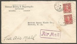 1935 National Jewelry Advertising Airmail Cover 6c Pictorials Duplex Winnipeg Manitoba To USA - Postgeschichte