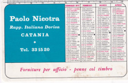 Calendarietto - Rapp.italiana Dorica - Paolo Nicotra - Catania - Anno 1972 - Petit Format : 1971-80