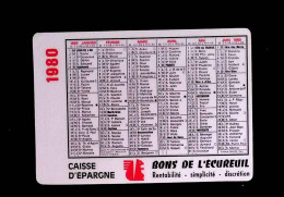 Calendrier Petit Format, 1980, Caisse D'épargne, Bons De L'Ecureuil, 2 Scans - Kleinformat : 1971-80