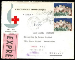 550 - Paire Sur Enveloppe Ornée "CROIX ROUGE MONEGASQUE" - RARE !!! - Très Beau - Storia Postale