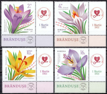 2022, Romania, Crocuses, Flowers, Plants, Flora, 4 Stamps+Tab M1, MNH(**), LPMP 2359 - Ongebruikt