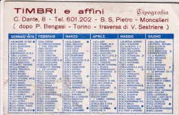 Calendarietto - Tipografia - Timbti E Affini - Moncalieri - Torino - Anno 1976 - Kleinformat : 1971-80