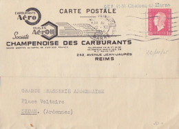 2 CP (Champenoise Des Carburants) Obl. Flier Reims Les 22 XI Et 6 XII 45 Sur 1f50 Dulac Rose N° 691 (Tarif Du 1/3/45) - 1944-45 Marianne (Dulac)