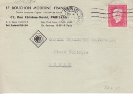 CP (Le Bouchon Moderne) Obl. Flier Paris Gare Montparnasse Le 20 XII 45  Sur 1f50 Dulac Rose N° 691 (Tarif Du 1/3/45) - 1944-45 Marianna Di Dulac