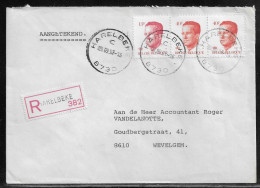 Belgium. Stamps Mi. 2255, Mi. 2188 On Registered Letter Sent From Harelbeke On 9.09.1988 For Wevelgem - Lettres & Documents