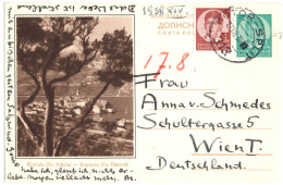 1939 Bildpostkarte P84a Bild Korčula Mit Bahnpost Kotor-Split Nr. 313 Nach Wien - Storia Postale