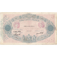 France, 500 Francs, Bleu Et Rose, 1937, A.2623, B+, Fayette:30.38, KM:66m - 500 F 1888-1940 ''Bleu Et Rose''