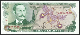 Costa Rica 5 Colones 1981 P236d UNC - Costa Rica