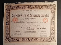 VOITURES ELECTRIQUES . KRIEGER   - ACTION  DE 100 FRANCS 1896 - Verkehr & Transport