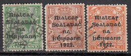 IRLAND 1922 - 3 Aufdruckwerte Used - Usati