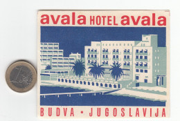 ETIQUETA - STICKER - LUGGAGE LABEL HOTEL JUGOSLAVIJA - AVALA BUDVA - Etiquettes D'hotels