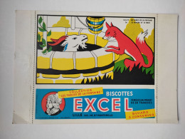 BUVARD " BISCOTTES EXCEL " , FABLES LA FONTAINE,LE RENARD ET LE BOUC ,LILLE - Bizcochos