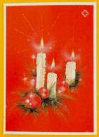 Three Candels. Christmas Postcard - Red Cross Finland Postal Stationery 1991 - Used - Interi Postali