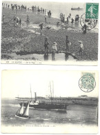 2 CP Oblit   LE HAVRE  PORT     Sur La Plage   /  Arrivée Du Bateau De Trouville - Zonder Classificatie