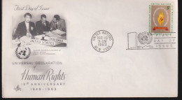 Nations Unies 1963 - FDC 15eme Anniversaire De La Déclaration Des Droits De L'Homme - New York 10 Déc. 1963 - Les 2 Env. - FDC