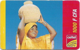 Gabon - Celtel - Woman With Basket (Reverse #1) - No Expiry, GSM Refill 1.000FCFA, Used - Gabun