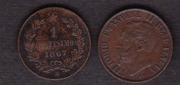1 CENT.1867M MB VITTORIO EMANUELE II - 1861-1878 : Victor Emmanuel II