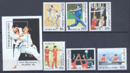 Congo 408 N°1035/1040 + Bloc 64 Jeux Olympiques Olympic Games Atlanta 1996 Judo Volley Escrime (fencing) MNH ** - Fencing