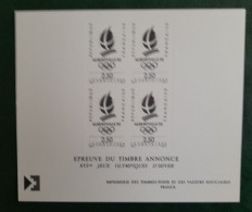 FRANCE MNH** EPREUVE DE LUXE GRAVURE 1992  ALBERTVILLE 92 - Winter 1992: Albertville