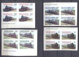 Tanzanie (Tanzania) 058 N°263/266 Train Trains Non Dentelé Imperf Bloc 4 MNH ** - Tanzanie (1964-...)