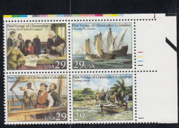 Sc#2620-2623, Voyages Of Christopher Columbus, Explorer, 29-cent Plate Number Block Of 4 MNH Stamps - Numero Di Lastre