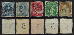 Switzerland 1900/1926 5 Stamp With Perfin S By Schweiz" Allgemeine Versicherungs-AG From Zurich Lochung Perfore - Gezähnt (perforiert)