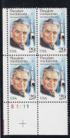 Sc#2699, Theodore Von Karman Aerospace Rocket Scientist, 29-cent Plate Number Block Of 4 MNH Stamps - Numero Di Lastre