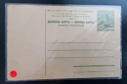 Kingdom SHS Overprint 50 Para + 0,30  Postal Stationery Card Mint MH Catalog No. 9/II - Entiers Postaux