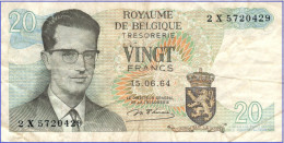 BELGIE - 20 FR 1964 - Nr 2X5720429 - Autres & Non Classés