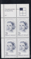 Sc#2749, Grace Kelly Actress, Princess Of Monaco, 29-cent Plate Number Block Of 4 MNH Stamps - Numero Di Lastre