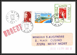 71785 Porte Timbres Le Meux Oise La Poste Mentionnez Code Postal 1984 Lettre Cover France - 1977-1981 Sabine Van Gandon