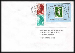 71832 Porte Timbres Pais 1992 Marianne Du Bicentenaire Pensez Code Postal Lettre Cover France - 1989-1996 Bicentenial Marianne